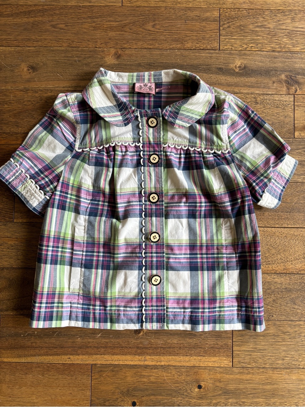 Juicy Couture Plaid Short Sleeve Jacket Top Size 0 | Mainline